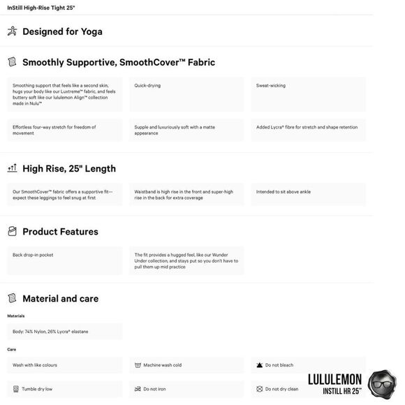 LULULEMON INSTILL HIGH RISE TIGHT 25” IN TRUE NAVY WOMEN SIZE 8 LEGGINGS PETITE - Picture 5 of 14